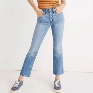 Madewell Cali Demi Boot Light Blue Ankle Jeans Button Fly, Size 25 (B2)